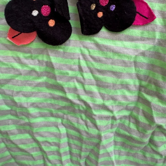 First Impressions 18M Girls Green & Gray Striped Long Sleeve Floral Shirt Blouse - Picture 3 of 6